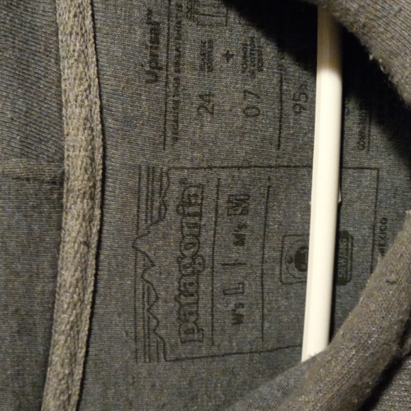 Patagonia Light Gray Hoodie with Mountain Graphic - Picture 2 of 6
